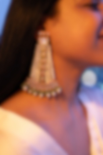 Green Kundan Polki Dangler Earrings by Tsera World at Pernia's Pop Up Shop