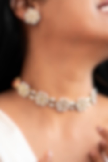 Gold Kundan Polki Choker Necklace Set by Tsera World
