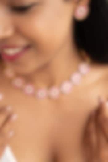 Pink Meenakari Choker Necklace Set by Tsera World