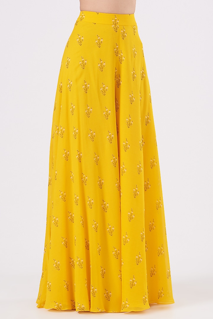 Dandelion Yellow Printed Party Wear Sharara Set by Sana Barreja at Pernia's Pop Up Shop
