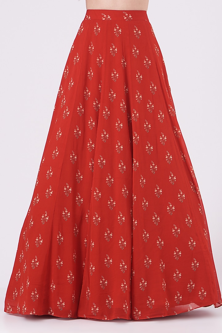 Bright Red Embellished Wedding Lehenga Set by Sana Barreja at Pernia's Pop Up Shop
