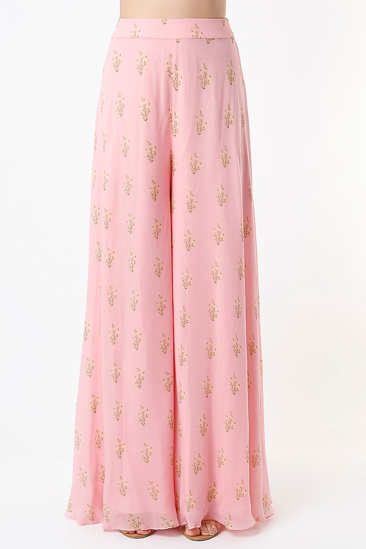 Blush Pink Printed Party Wear Sharara Set by Sana Barreja at Pernia's Pop Up Shop