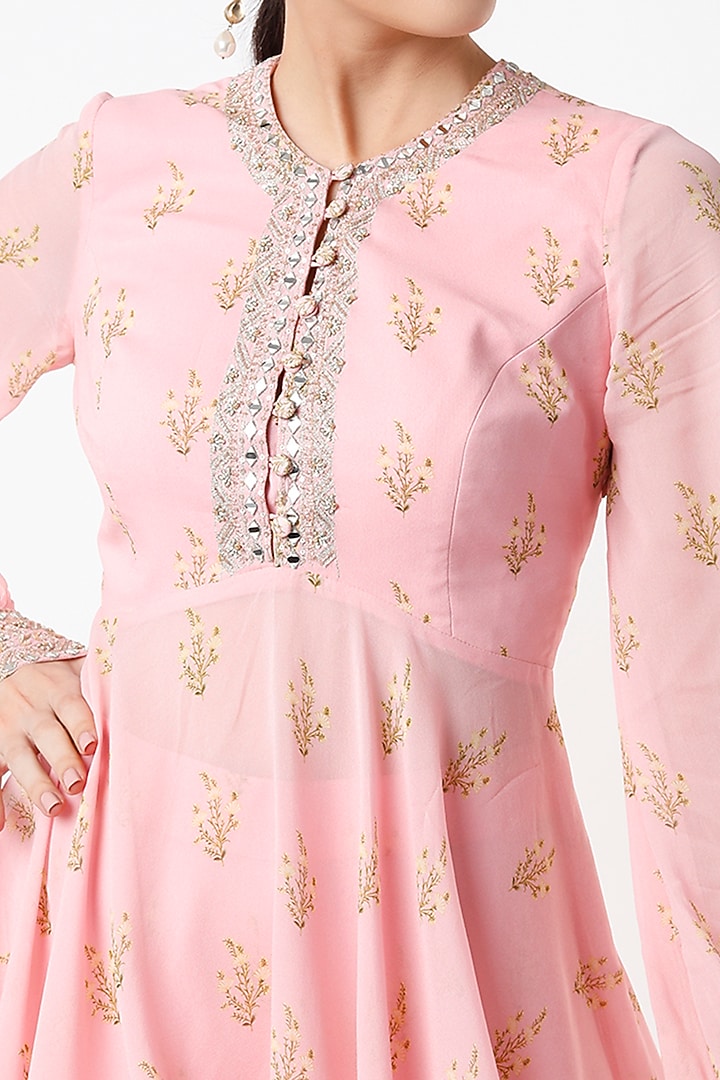 Blush Pink Printed Party Wear Sharara Set by Sana Barreja at Pernia's Pop Up Shop