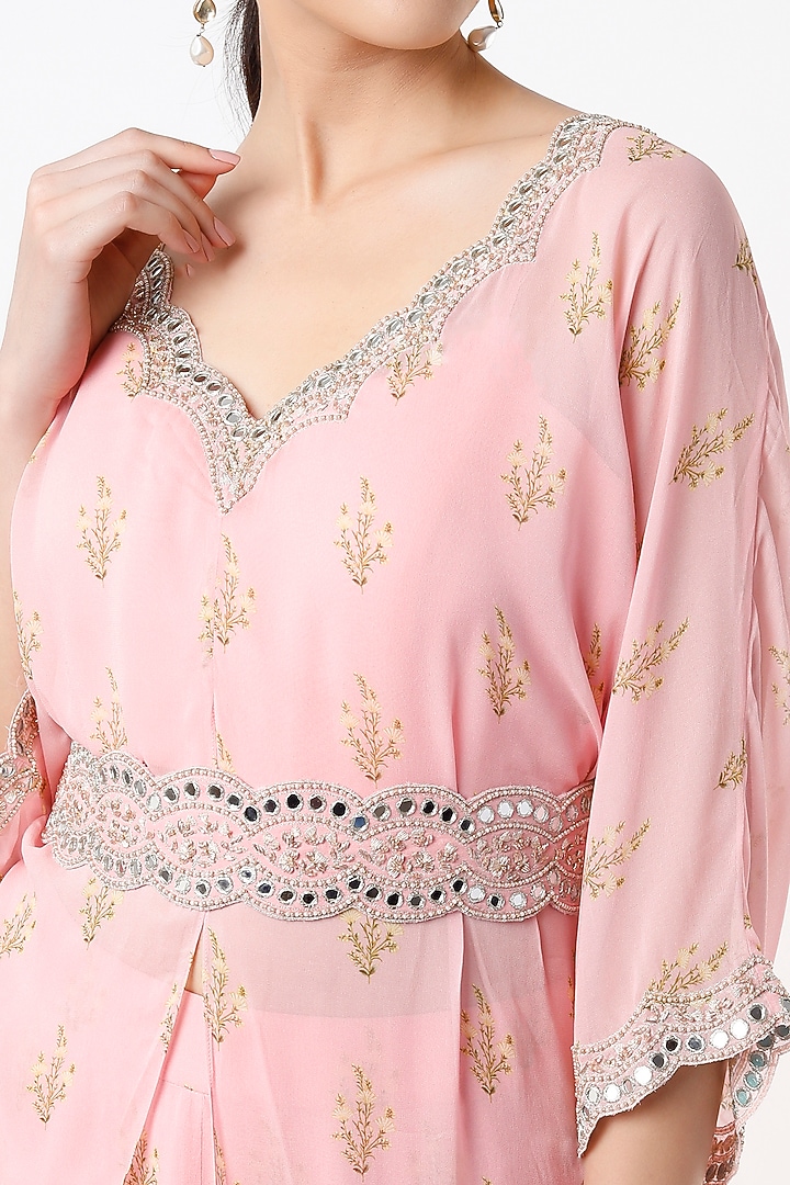 Blush Pink Georgette Printed Wedding Lehenga Set by Sana Barreja at Pernia's Pop Up Shop
