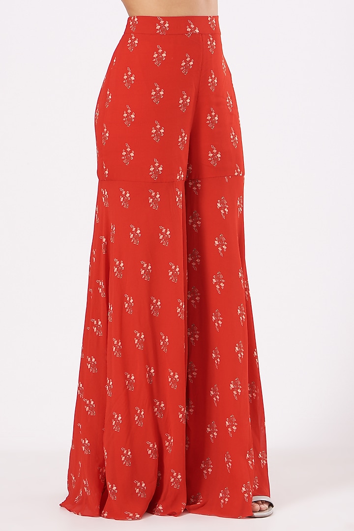 Red Georgette Gharara Set by Sana Barreja at Pernia's Pop Up Shop