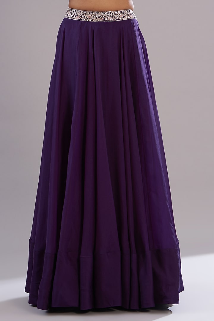 Purple Georgette & Organza Wedding Lehenga Set by Sana Barreja at Pernia's Pop Up Shop