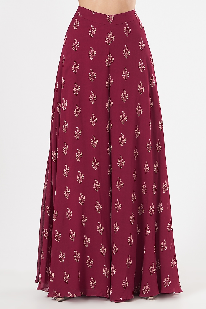 Fuschia Pink Hand Embroidered Cape Set by Sana Barreja at Pernia's Pop Up Shop