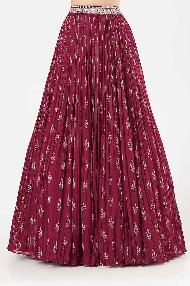 Fuschia Pink Georgette Embroidered cape Set by Sana Barreja at Pernia's Pop Up Shop