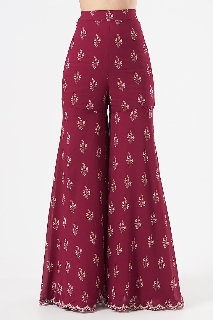 Fuschia Pink Embroidered Kurta Set by Sana Barreja at Pernia's Pop Up Shop