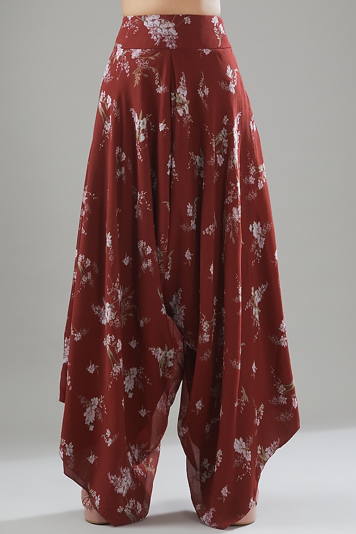 Red Georgette Printed & Embroidered Jacket Set by Sana Barreja at Pernia's Pop Up Shop