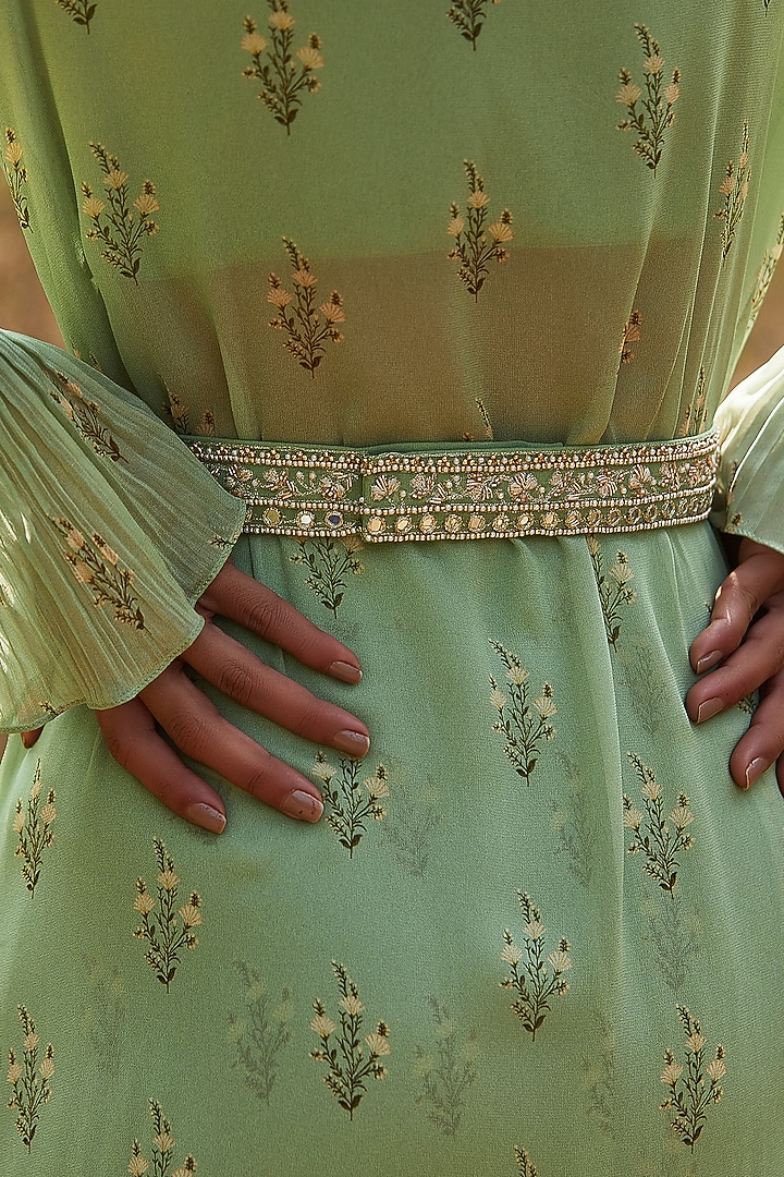 Mint Green Hand Embroidered Wedding Sharara Set by Sana Barreja at Pernia's Pop Up Shop