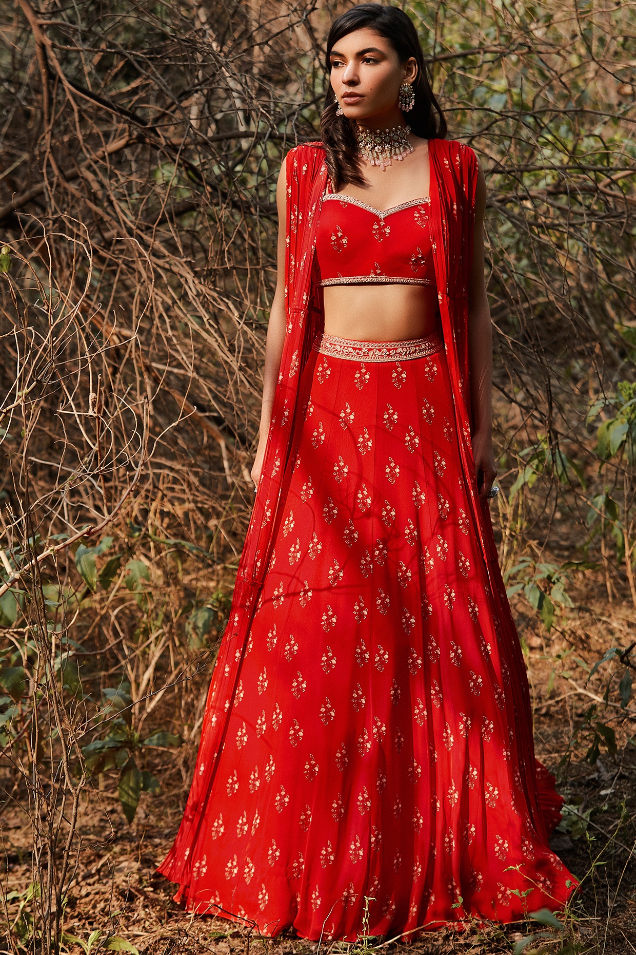 Red Lehenga Set With Kalamkari Design For Navratri 2023 - Ethnic Race