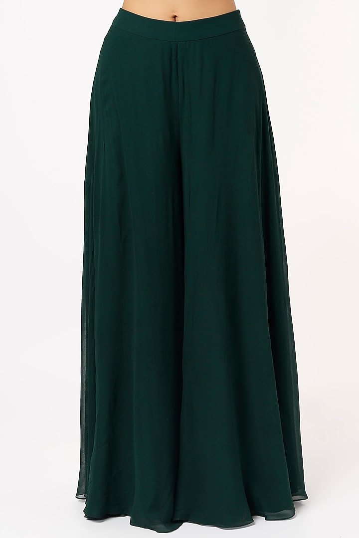 Dark Green Georgette Wedding Lehenga Set by Sana Barreja at Pernia's Pop Up Shop