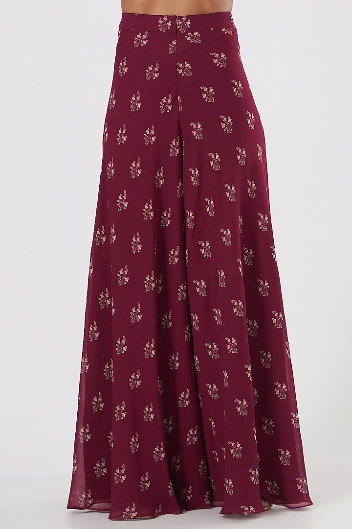 Maroon Hand Embroidered Party Wear Sharara Set by Sana Barreja at Pernia's Pop Up Shop