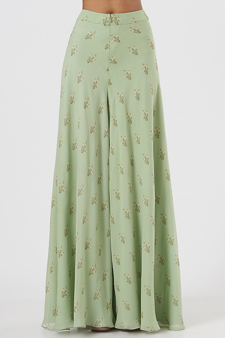 Mint Green Hand Embroidered Party Wear Sharara Set by Sana Barreja at Pernia's Pop Up Shop