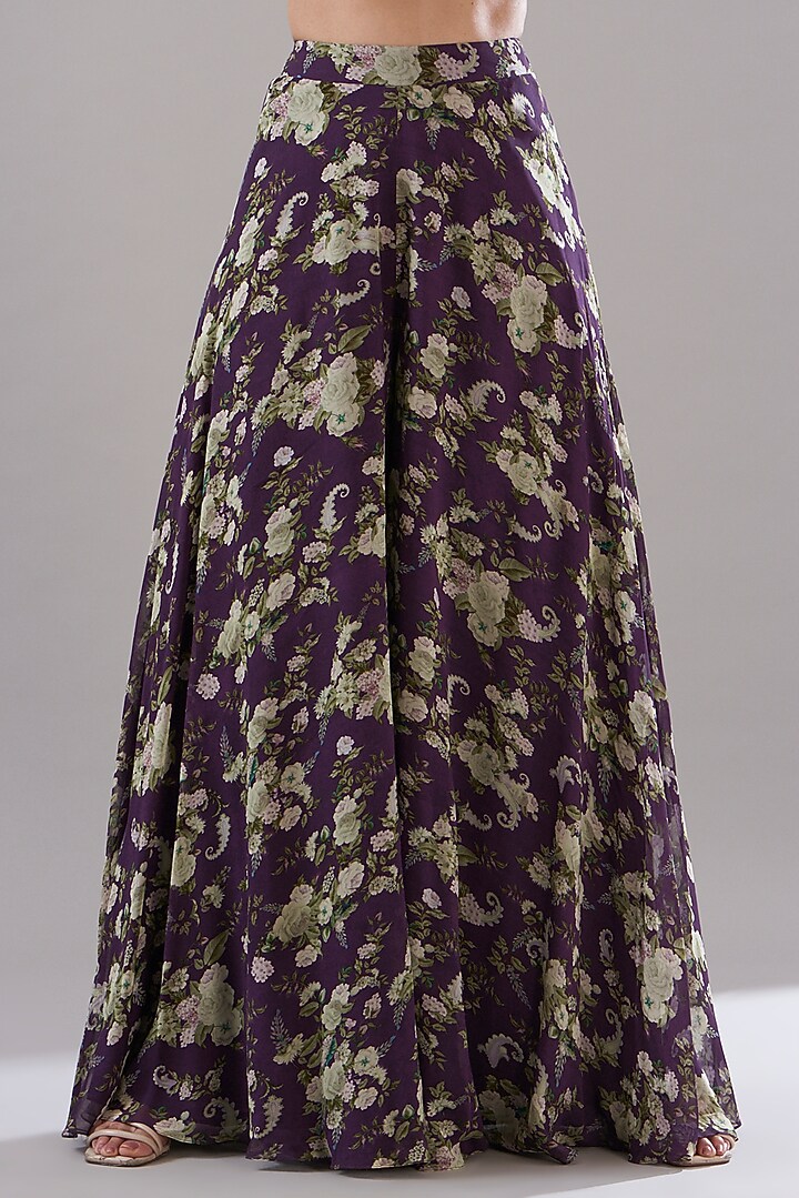 Purple Chanderi Silk Printed Gharara Set by Sana Barreja at Pernia's Pop Up Shop