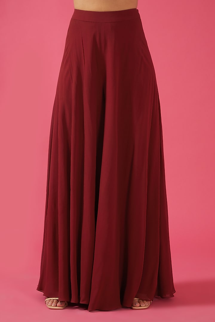 Red Chiffon Paisley Printed Wedding Sharara Set by Sana Barreja at Pernia's Pop Up Shop