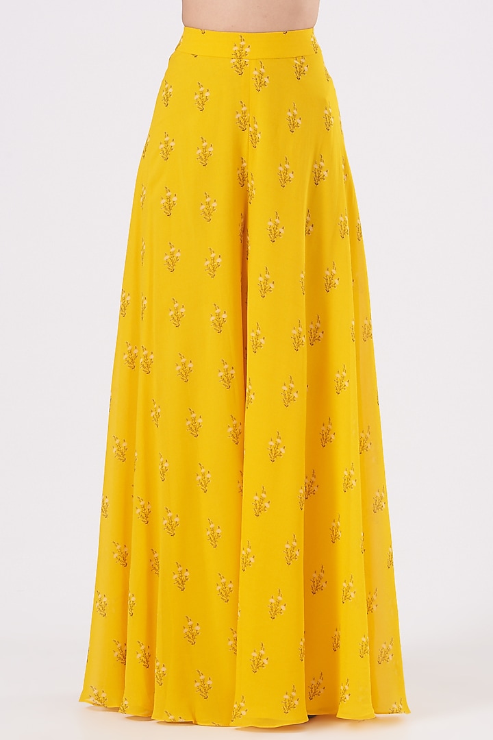 Dandelion Yellow Hand Embroidered Party Wear Sharara Set by Sana Barreja at Pernia's Pop Up Shop
