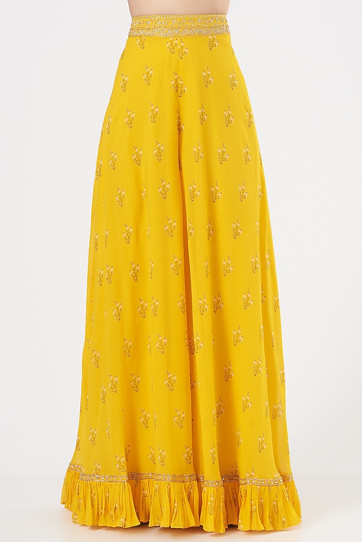 Yellow Georgette Wedding Sharara Set by Sana Barreja at Pernia's Pop Up Shop