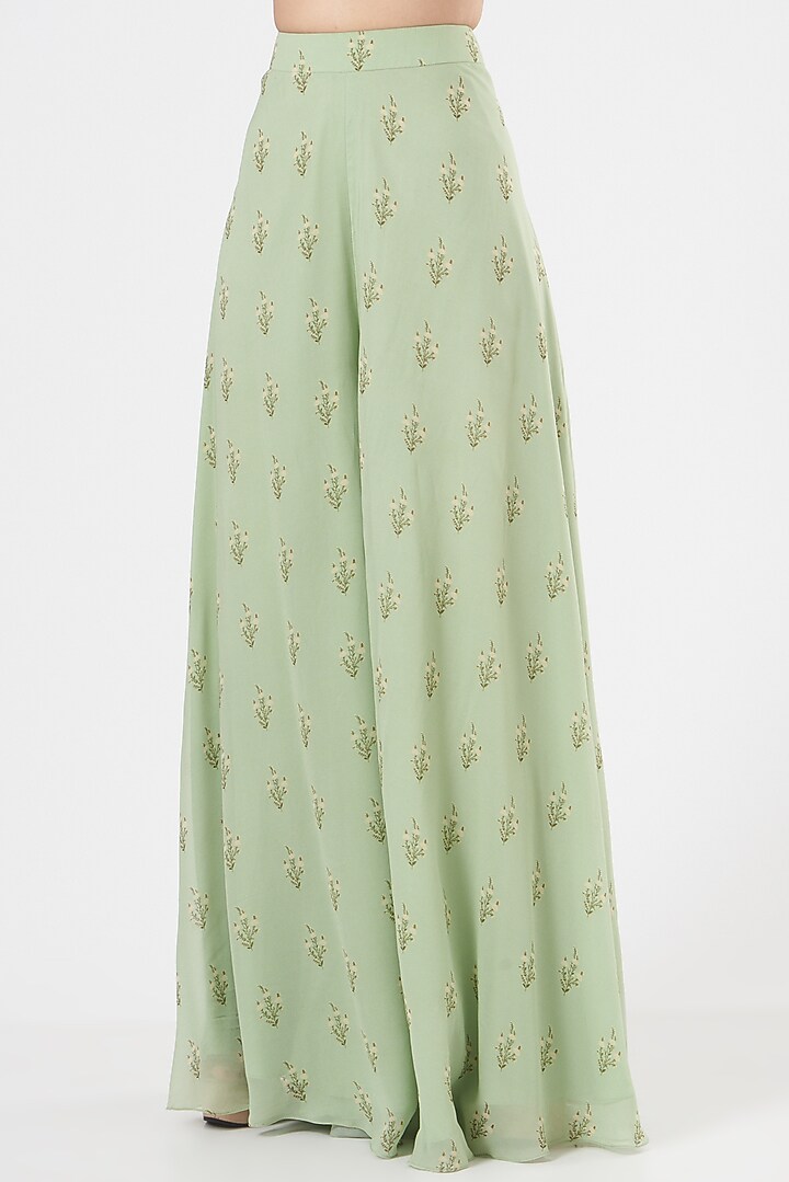 Mint Green Georgette Wedding Sharara Set by Sana Barreja at Pernia's Pop Up Shop