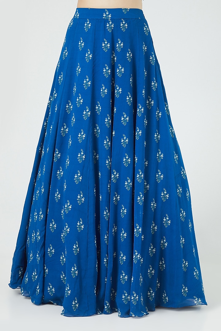 Cobalt Blue Embroidered Wedding Lehenga Set by Sana Barreja at Pernia's Pop Up Shop