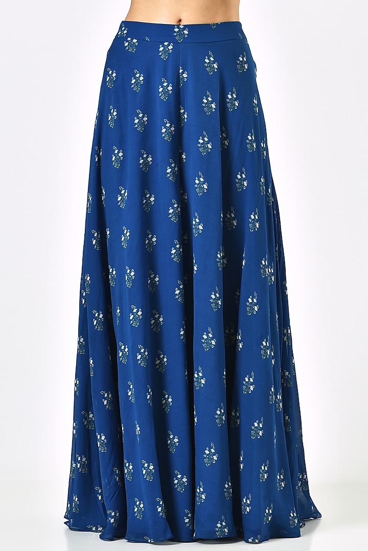 Blue Printed Wedding Sharara Set by Sana Barreja at Pernia's Pop Up Shop