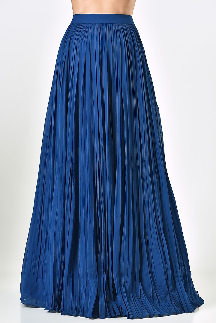 Blue Georgette Skirt Set by Sana Barreja at Pernia's Pop Up Shop