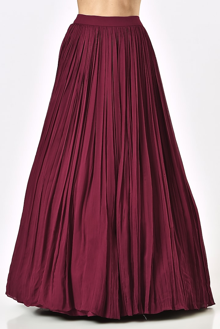 Maroon Georgette Skirt Set by Sana Barreja at Pernia's Pop Up Shop