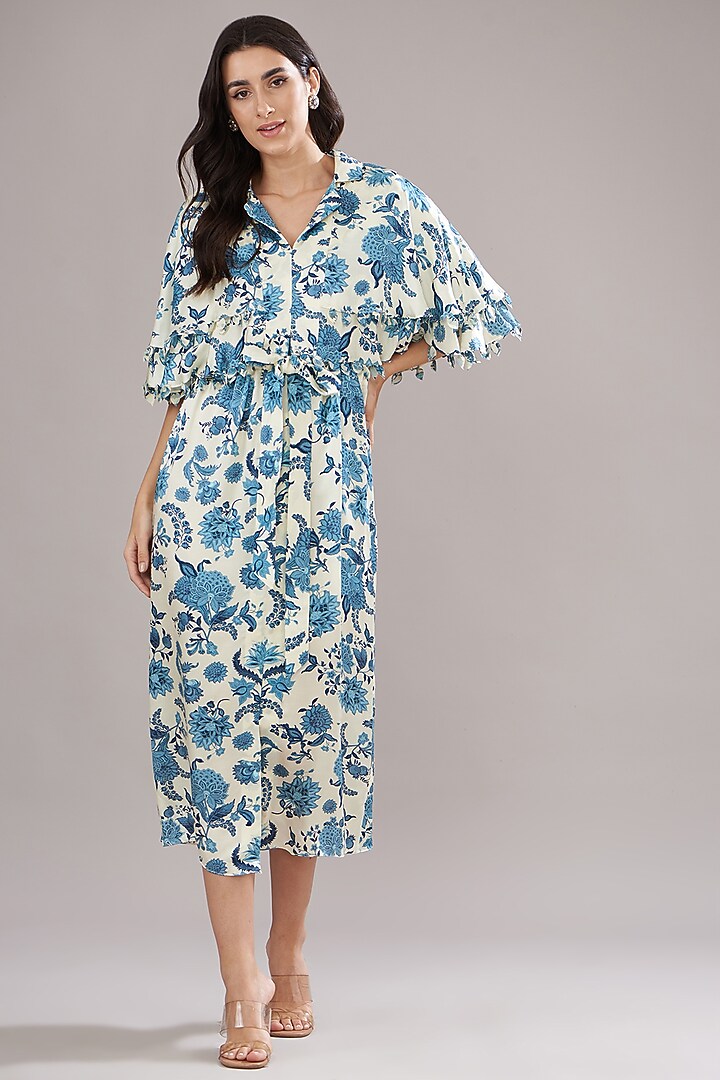 Ivory Modal Printed Vacation Dress by Sana Barreja at Pernia's Pop Up Shop