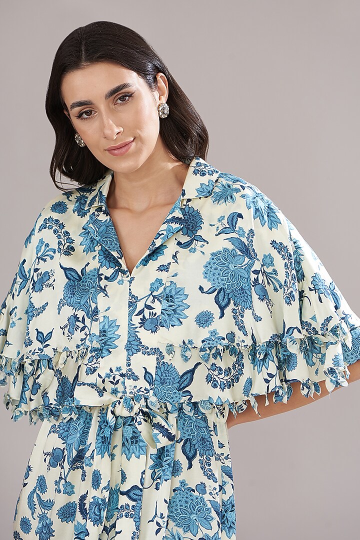 Ivory Modal Printed Vacation Dress by Sana Barreja at Pernia's Pop Up Shop