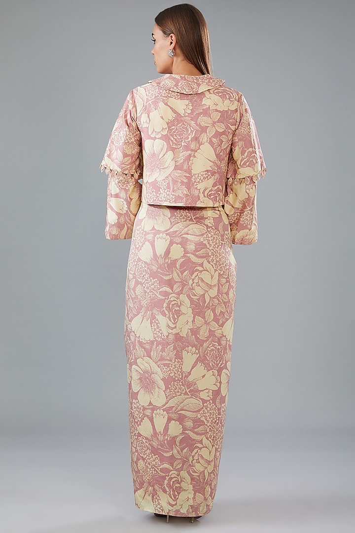 Rose Pink Bamberg Silk Printed Jacket Set by Sana Barreja at Pernia's Pop Up Shop
