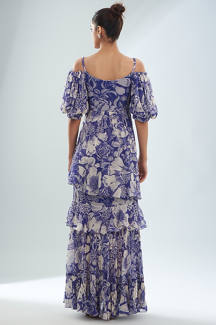 Indigo Chiffon Off-Shoulder Vacation Dress by Sana Barreja at Pernia's Pop Up Shop