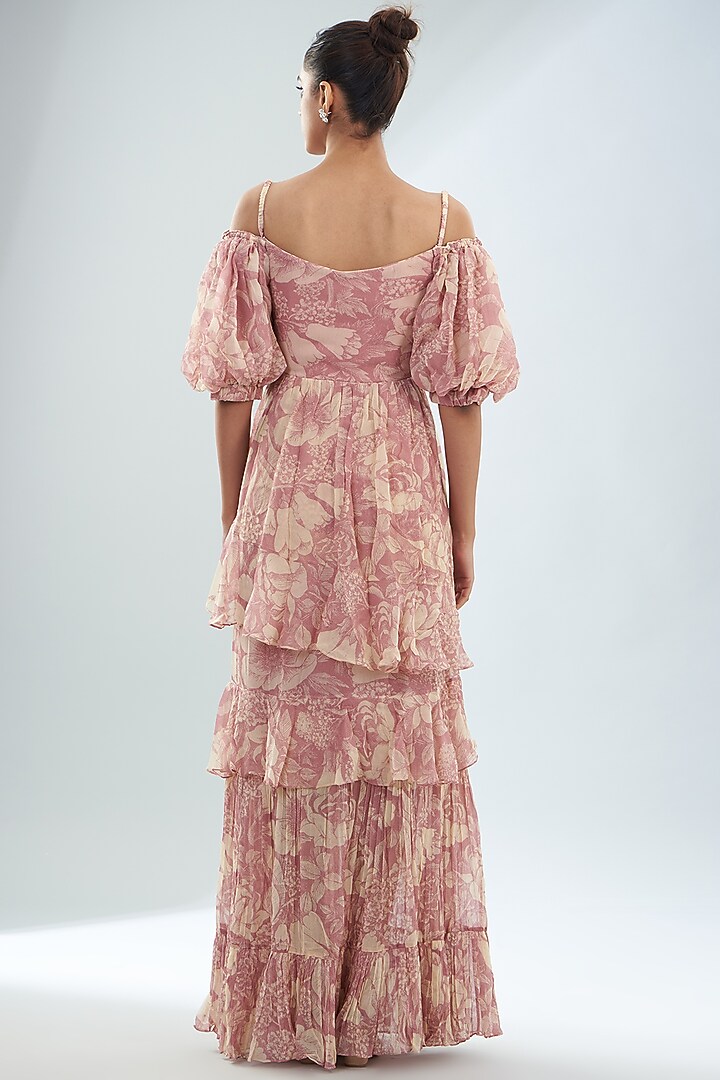 Rose Pink Chiffon Off-Shoulder Vacation Dress by Sana Barreja at Pernia's Pop Up Shop