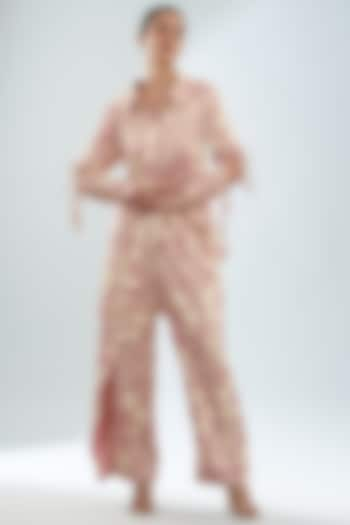 Rose Pink Modal Chiffon Co-Ord Set by Sana Barreja