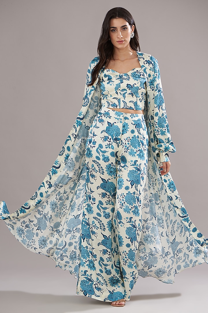 Ivory Modal Printed Cape Set by Sana Barreja at Pernia's Pop Up Shop