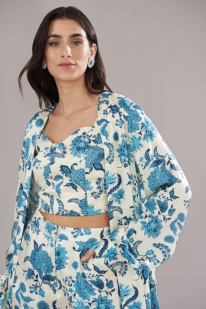 Ivory Modal Printed Cape Set by Sana Barreja at Pernia's Pop Up Shop