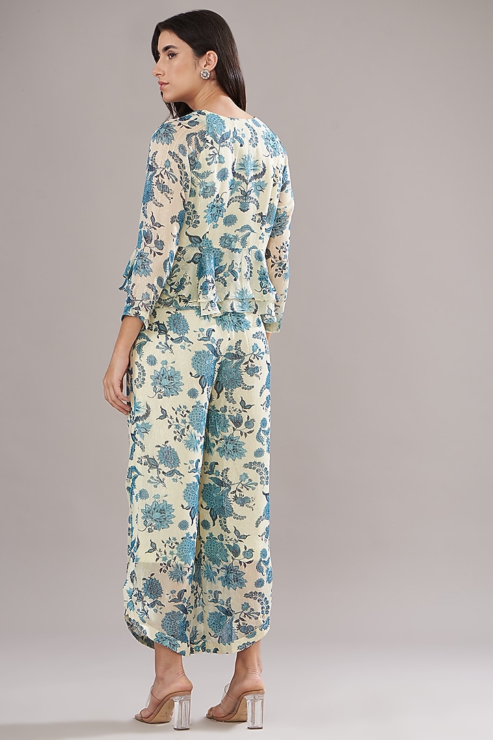 Ivory Georgette Lurex Printed Co-Ord Set by Sana Barreja at Pernia's Pop Up Shop