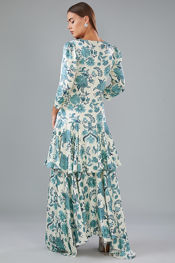 Ivory & Blue Modal Printed Layered Maxi Vacation Dress by Sana Barreja at Pernia's Pop Up Shop