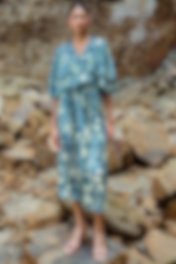 Teal Modal Embellished Crosshatch Vacation Dress by Sana Barreja at Pernia's Pop Up Shop