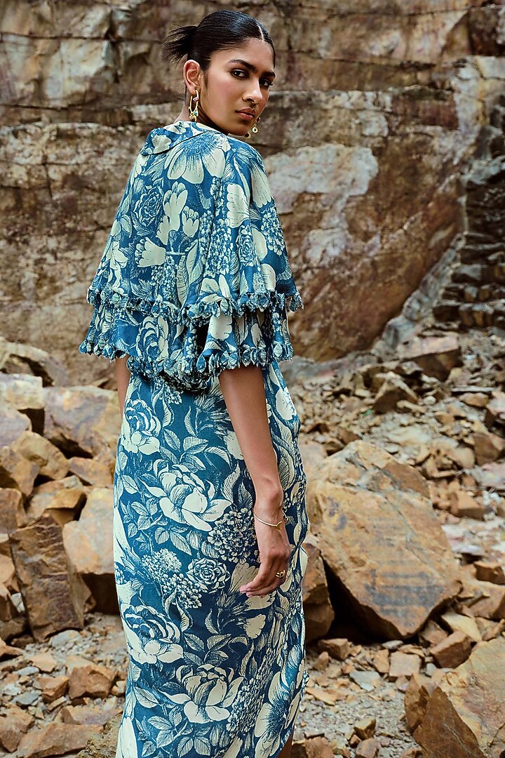 Teal Modal Embellished Crosshatch Vacation Dress by Sana Barreja at Pernia's Pop Up Shop