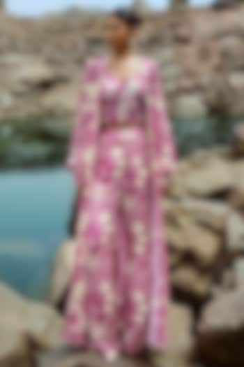 Fuchsia Modal Long Cape Set by Sana Barreja at Pernia's Pop Up Shop