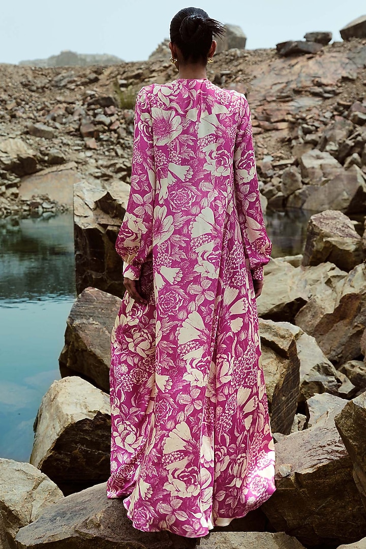 Fuchsia Modal Long Cape Set by Sana Barreja at Pernia's Pop Up Shop