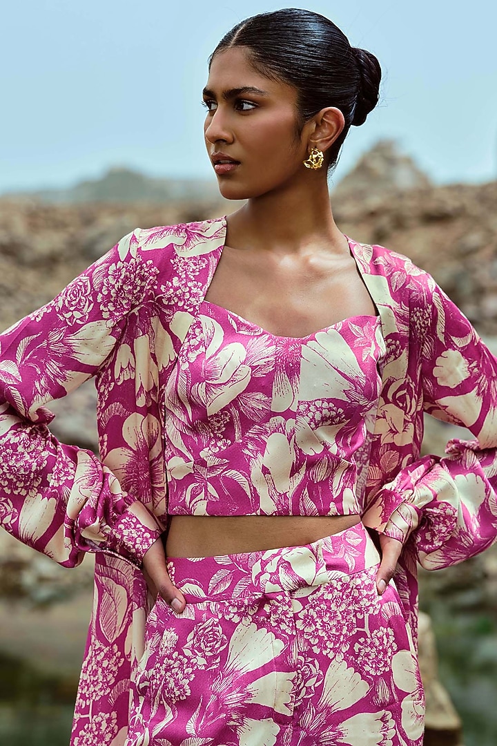 Fuchsia Modal Long Cape Set by Sana Barreja at Pernia's Pop Up Shop