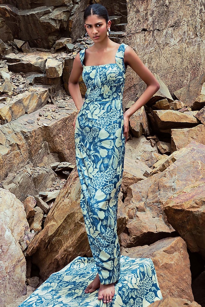 Teal Bemberg Silk Cross-Hatch Vacation Dress by Sana Barreja at Pernia's Pop Up Shop