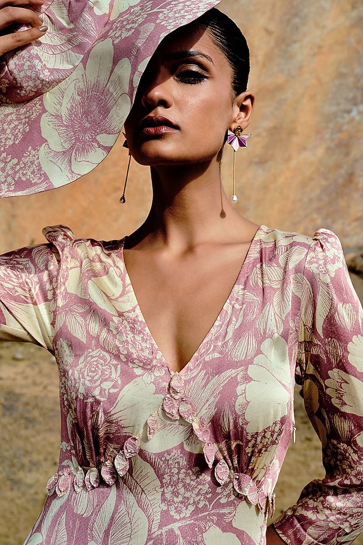 Rose Pink Modal Embellished Layered Vacation Dress by Sana Barreja at Pernia's Pop Up Shop