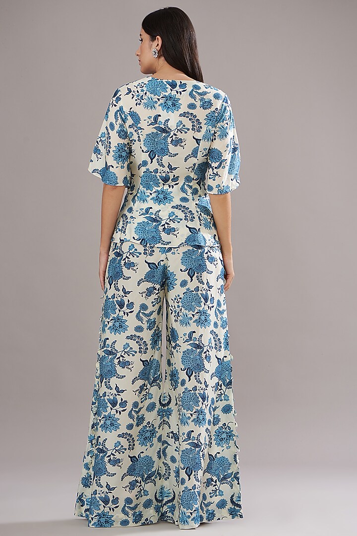 Ivory Bemberg Silk Printed Co-Ord Set by Sana Barreja at Pernia's Pop Up Shop