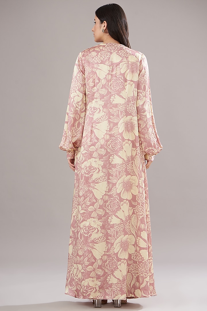 Rose Pink Modal Printed Cape Set by Sana Barreja at Pernia's Pop Up Shop