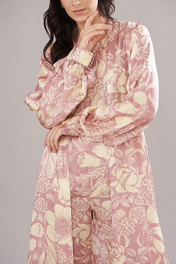 Rose Pink Modal Printed Cape Set by Sana Barreja at Pernia's Pop Up Shop