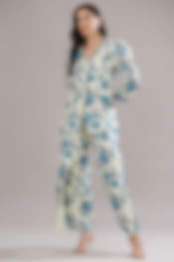 Ivory Bemberg Silk Printed Co-Ord Set by Sana Barreja at Pernia's Pop Up Shop