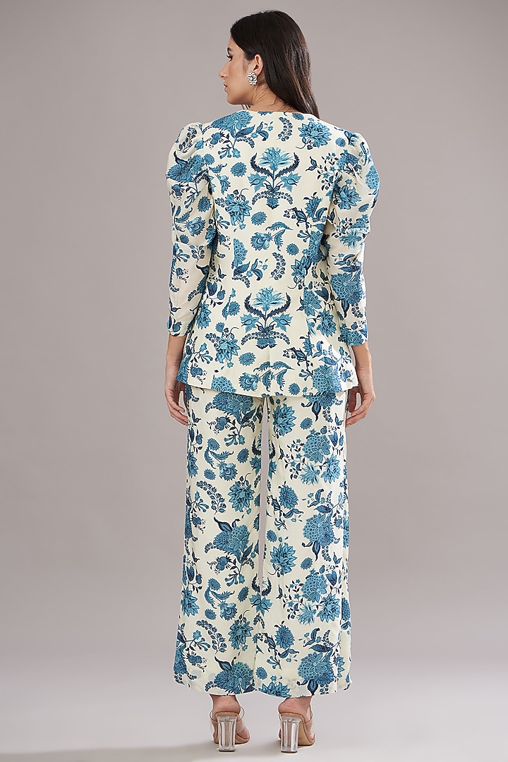 Ivory Bemberg Silk Printed Co-Ord Set by Sana Barreja at Pernia's Pop Up Shop